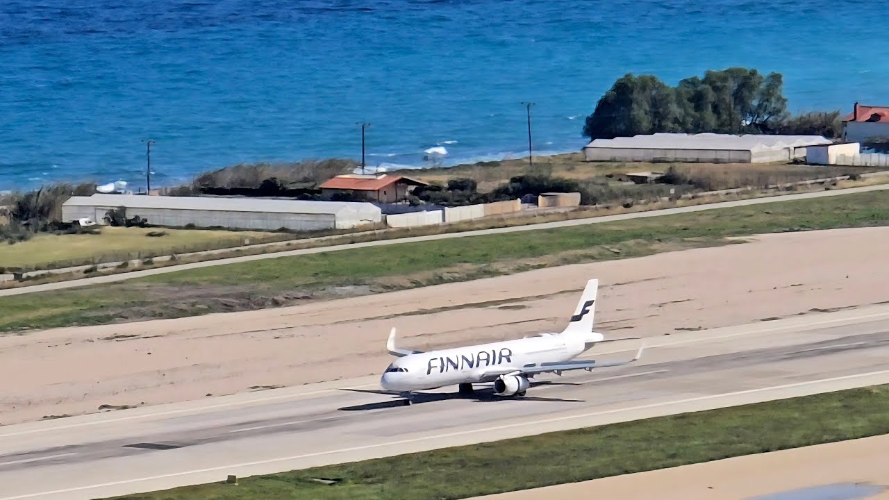 FINNAIR A321 HEL - RHO landing Rodos 13.04.25
