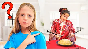 Nastya makes traditional dishes for her friends