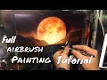 Learn to airbrush this moon and mountain scene!  A tutorial for beginners and beyond!