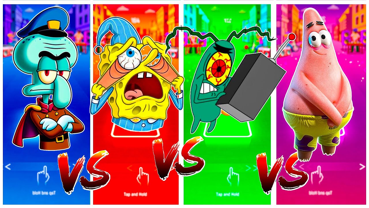 Squidward vs Patrick vs Spongebob vs Plankton 🎶 Who Will Win? - YouTube