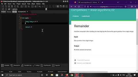 "Remainder" in C programming language. #Eolymp problem 953.