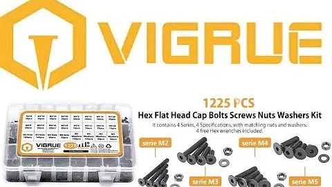 VIGRUE-1225 Pieces M2 M3 M4 M5 Black Flat Head Socket Cap Screws with 4Pcs Hex Wrenches on Amazon