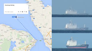 Ship (Severnaya Zemlya) coming into view over the horizon