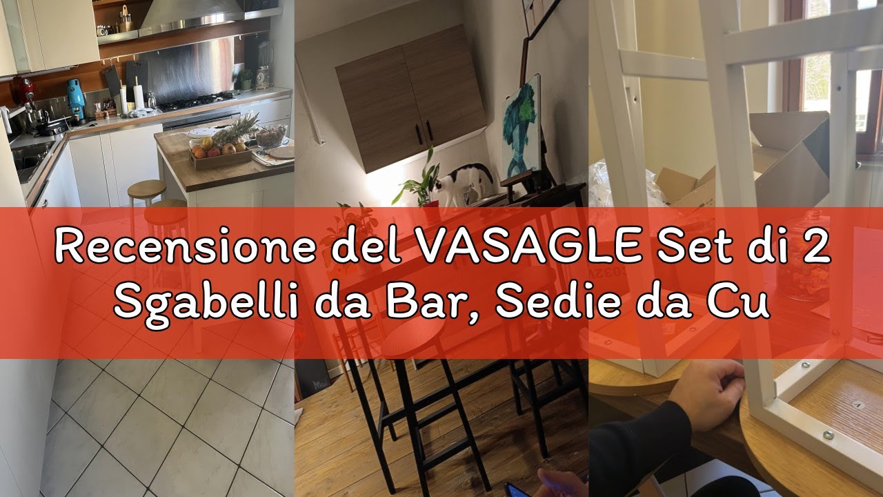 Recensione del VASAGLE Set di 2 Sgabelli da Bar, Sedie da Cucina, Struttura in Metallo, Montaggio Fa