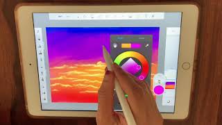 Drawing Aesthetic sunset -digital art in Autodesk sketchbook in ipad 2018 screenshot 1