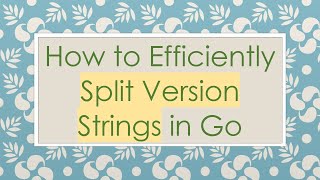 How to Efficiently Split Version Strings in Go