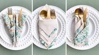 : How to Fold Dinner NAPKIN to HOLD CUTLERY  Silverware Pouch Holders  Asmr napkin folding