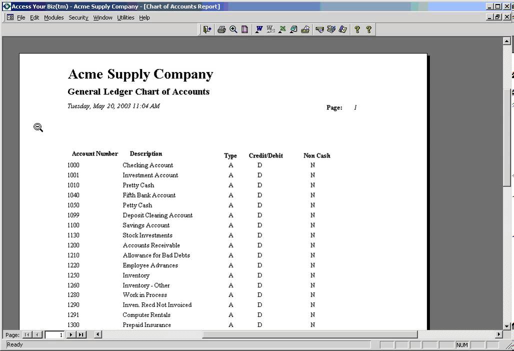 Gl Chart Of Accounts