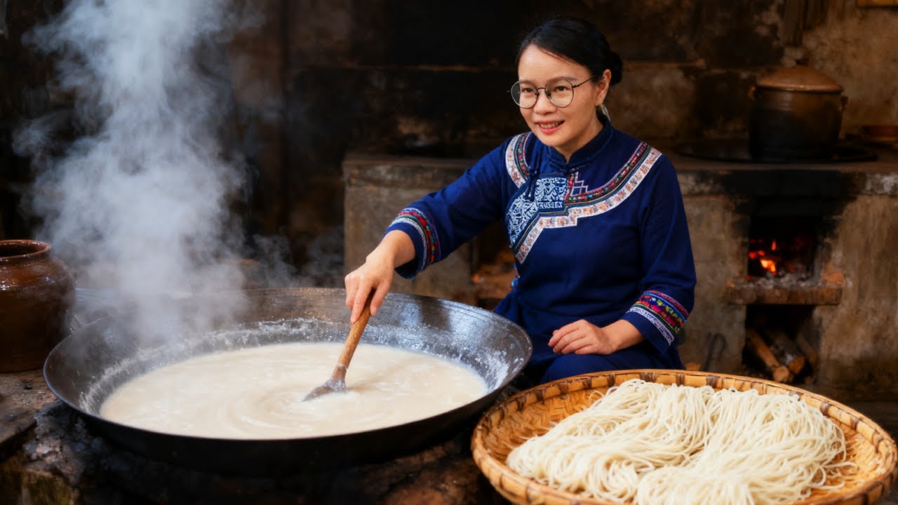 Traditional Chinese Food Making Homemade Traditional Sweet Potato Hot and Sour Noodles