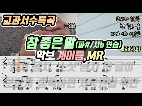 [22개정-YBM4] 참 좋은 말 악보 리코더 연주(파#,시b연습)