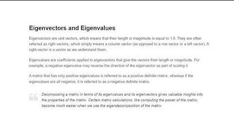 Eigenvalues and Eigenvectors Application : Machine Learning