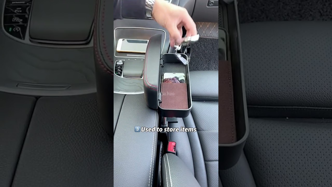 🔌🚘 Low Battery anxiety on the road? Adjustable armrest box comes with a built-in wireless charger.
