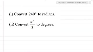 CAPE Integrated Mathematics - Module 1: Foundations of Maths - Conversion of Degrees and Radians