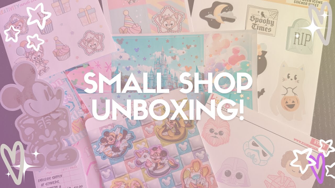 SMALL STICKER SHOP UNBOXING 🎁 | No White Space Stickers, Kish B Designs, Creativity and Ink 💘