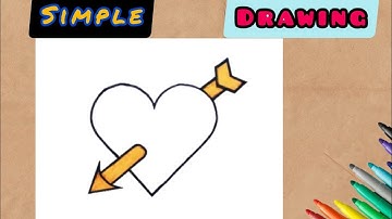 How to draw a Love Heart with Arrow step by step || simple drawing for beginners