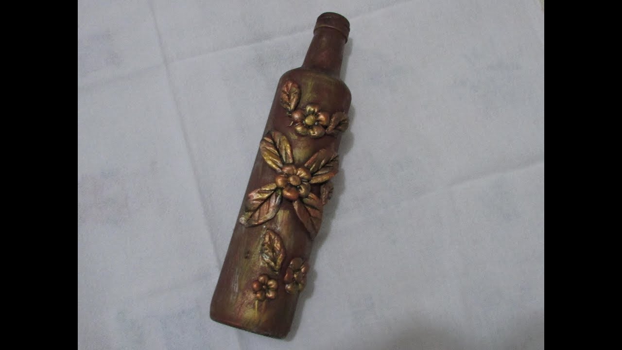Artesanato: Decoração fácil em garrafa