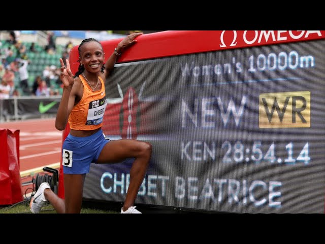 Beatrice Chebet (28:54.14) Smashes 10,000m World Record to Win Kenyan Olympic Trials at Pre Classic class=