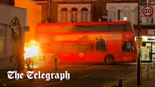 video: Electric bus bursts into flames during rush hour in Wimbledon 