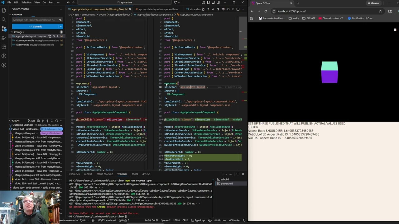 Video 353 - ThreeJS and Angular Space And Time Application: Testing my bug fix.