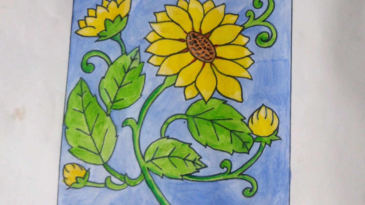 Surajmukhi ke phool ka Sundar alekhan#  sunflower alekhan kaise paint kare alekhan art drawings