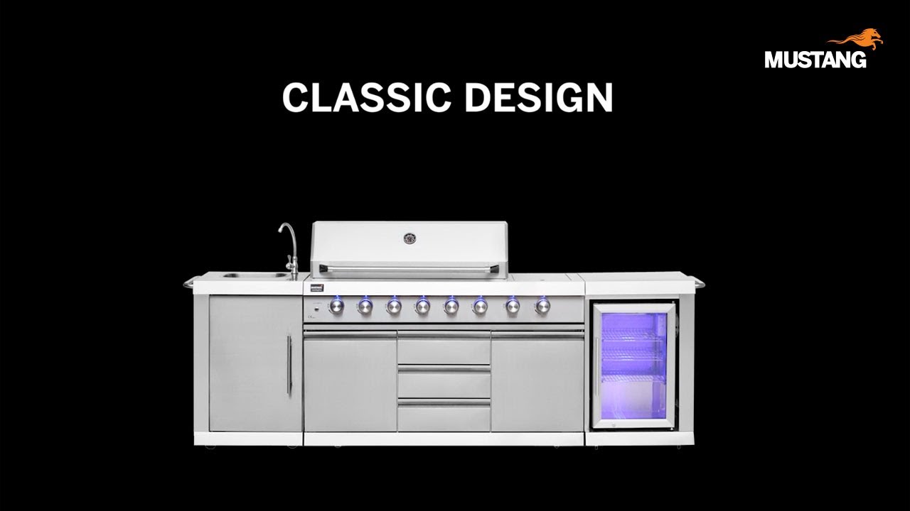 Gas grill Ametist 6+2 outdoor kitchen with fridge - Mustang Grill