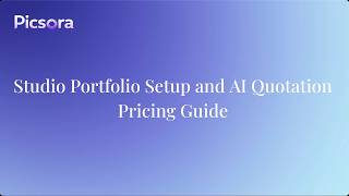 3. Picsora Studio Portfolio & AI Quotation Setup | Pricing & Packages Guide