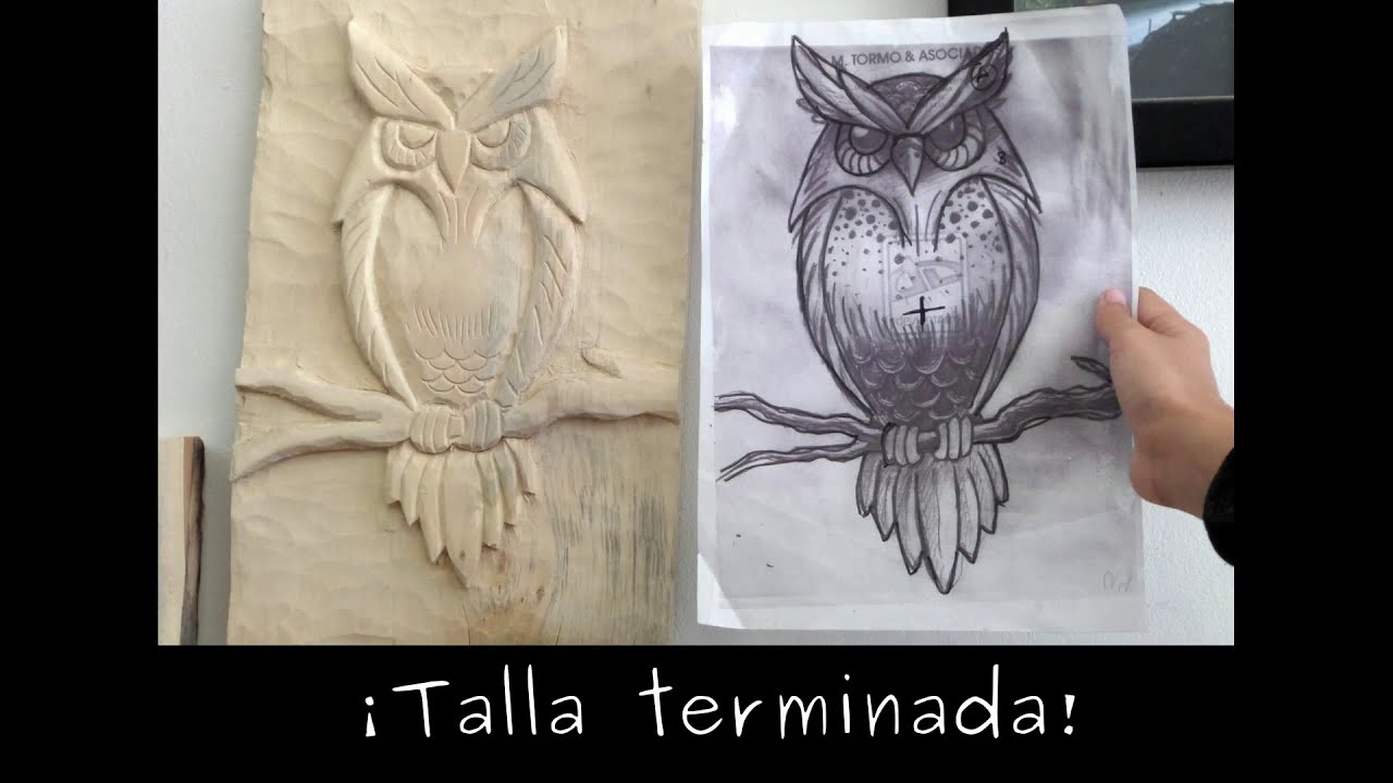 Búho tallado en madera de tilo por Aran - YouTube