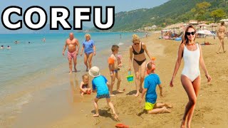 Beautiful beach on Corfu, Agios Gordios beach, Walking Tour 4k, Corfu, Greece