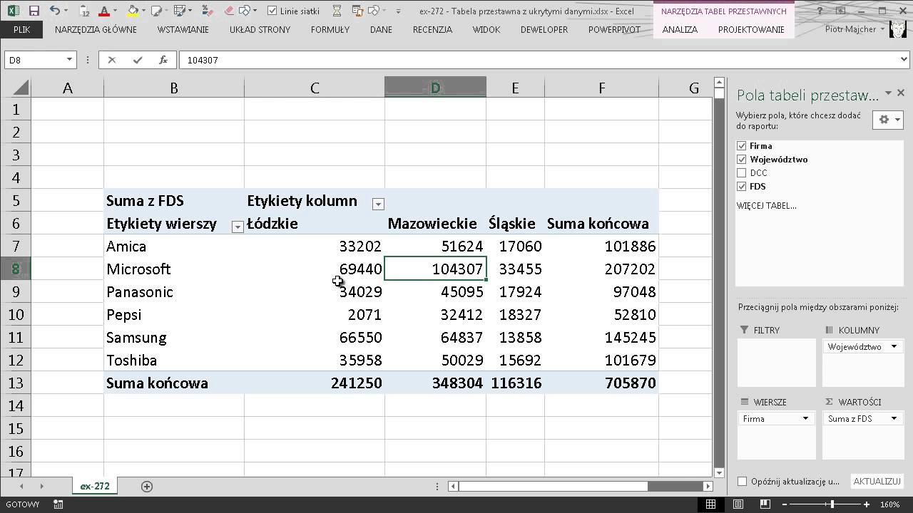 Sprawdzian Z Informatyki Lekcja Z Danymi Excel excel-272 - Tabela przestawna z ukrytymi danymi - YouTube