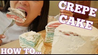EASY RAINBOW CREPE CAKE RECIPE (*LETS EAT) | SASVlogs