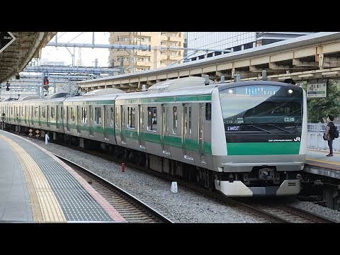 E233系7000番台ﾊｴ119編成が大崎駅7番線に快速川越行きとして到着停車する動画　2023.3.22