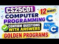 CS25C01 Computer Programming C Arrear 12 Marks final Minute Confirm Questions with Answers 2026