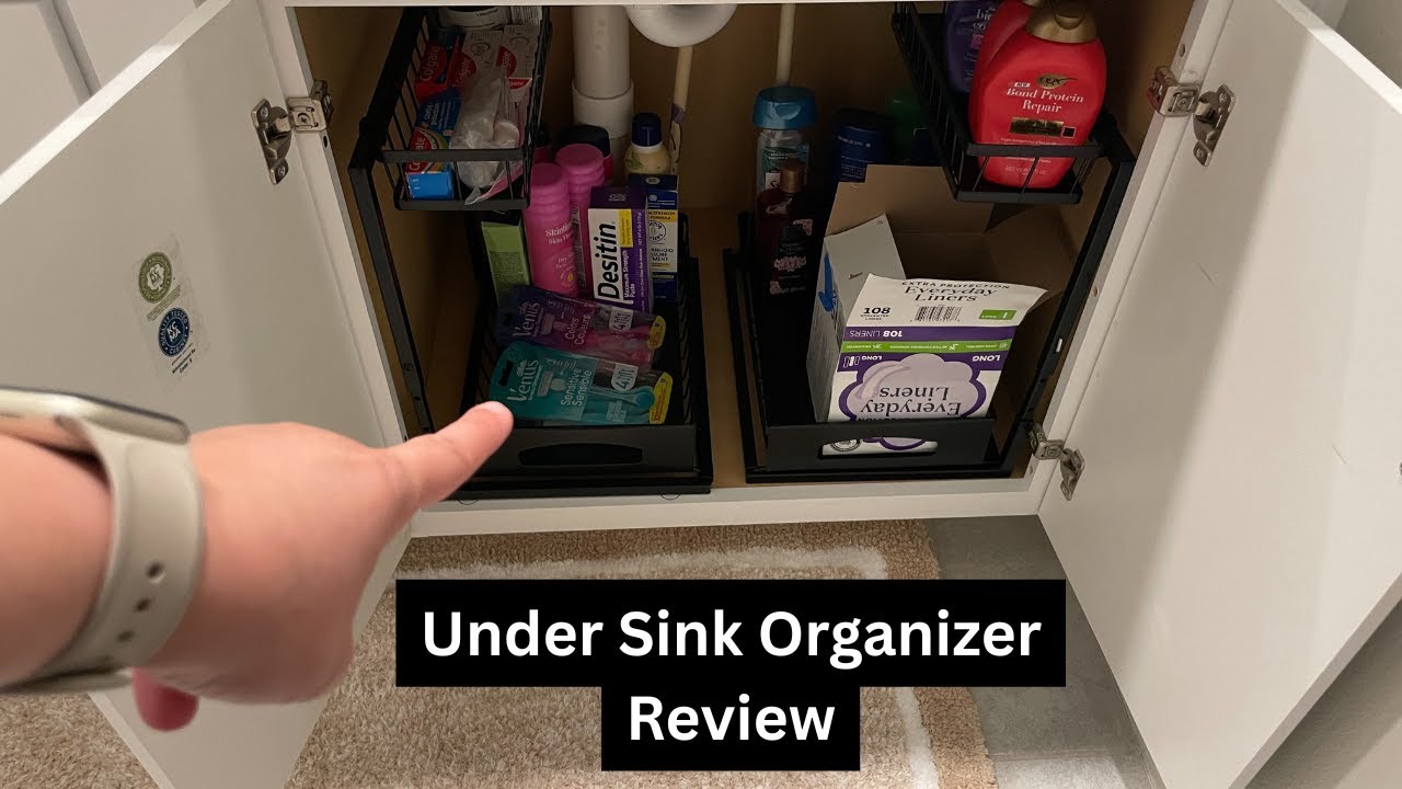 Fabutier Under Sink Organizer (2 Pack) | Adjustable Slide-Out Cabinet Storage for Kitchen & Bathroom