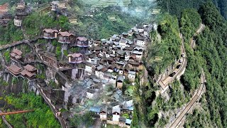 Village On The Cliff Amazing Chinese Natural Landscape The Ancient Natural Power