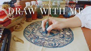 Kalamkari Art Mandala Circle Painting ∘ ☽ ༓ ☾ ∘ Relaxing Silent Art Vlog