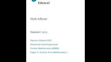 Pearson EDEXCEL As Further MathemATIcs Paper 2 2023 Mark Scheme 8fm0 21 Further Pure MathemATIcs 1