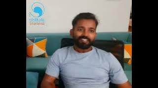 student sharing his experience of Yoga TTC with nirakula.