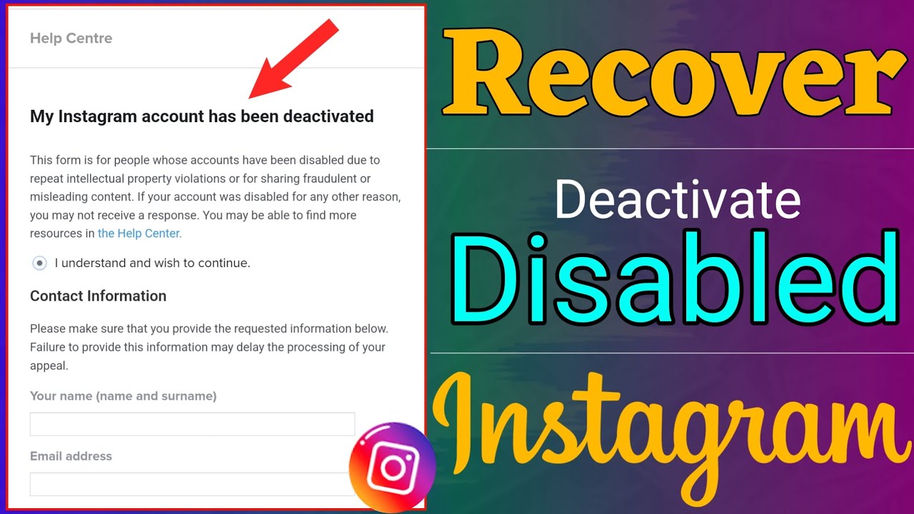 recover Disable Deactivate Instagram account my instagram account was disabled YouTube