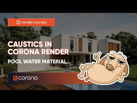 How to Create Realistic Pool Water Material in Corona Render | Caustics in Corona Render | Tutorial (Render.courses)
