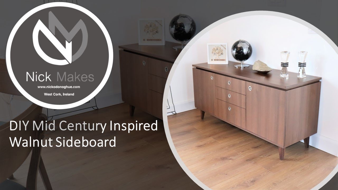 DIY Mid Century Inspired Walnut Sideboard/Credenza