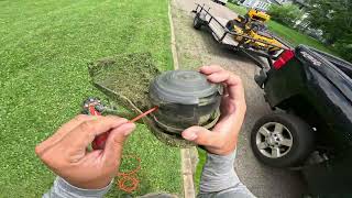 solo mowing overgrown yard