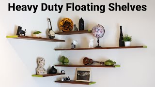 DIY Floating Wall Shelves and Hardware for Heavy Duty Shelves