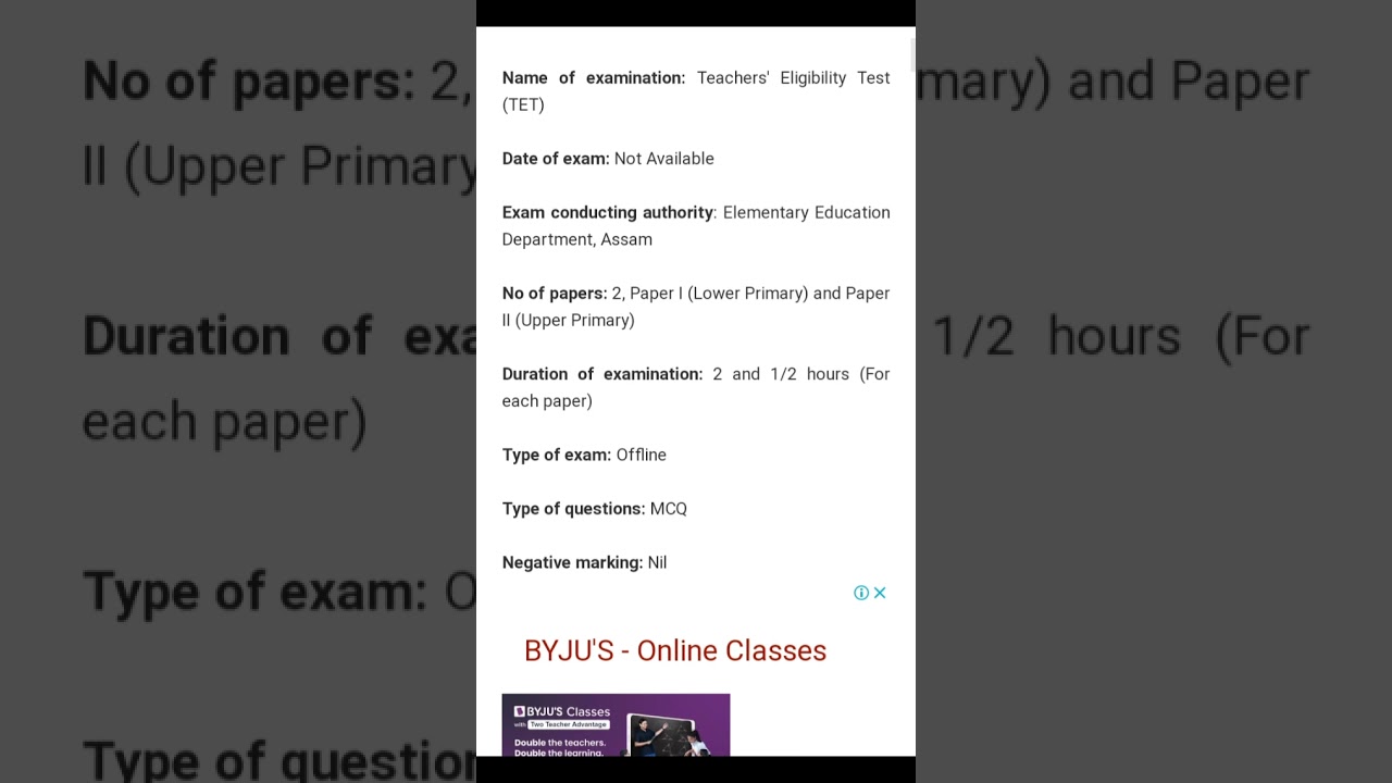 Assam TET Syllabus 2021 LP and UP ll Assam TET Apply 2021 