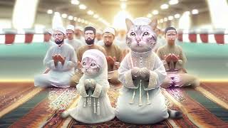 The cat family is praying