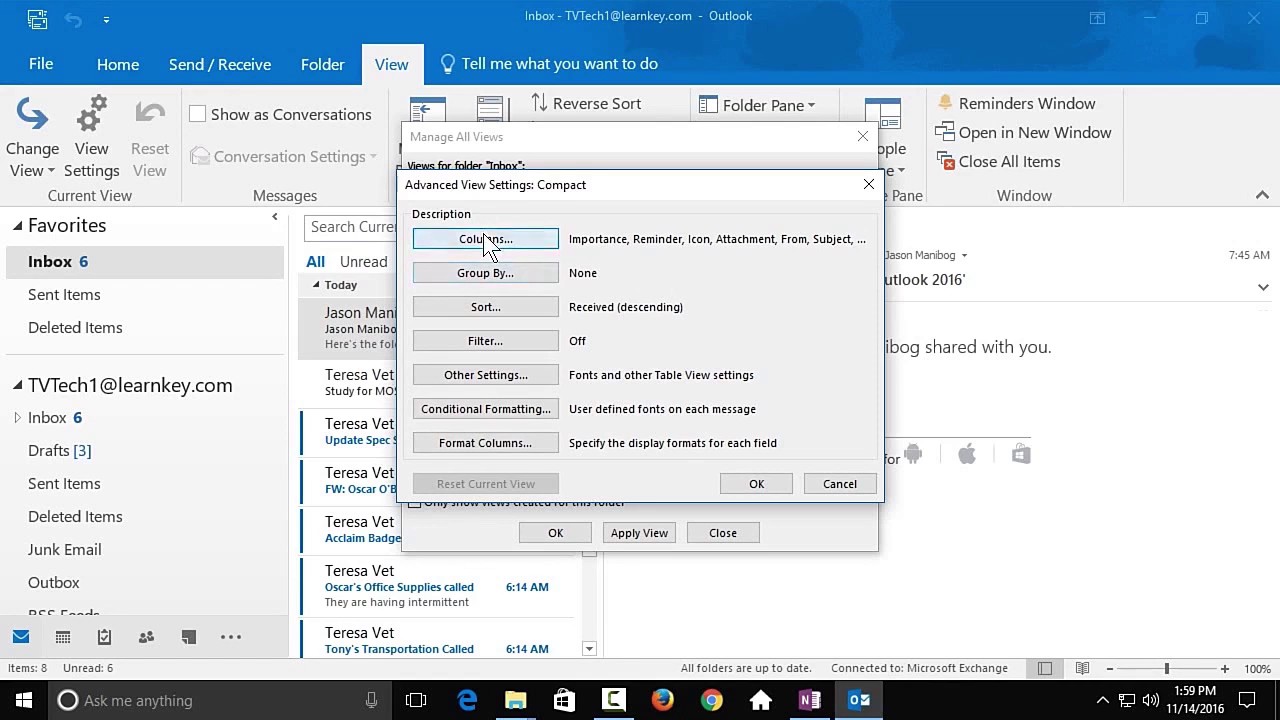 set default contact list outlook 2016