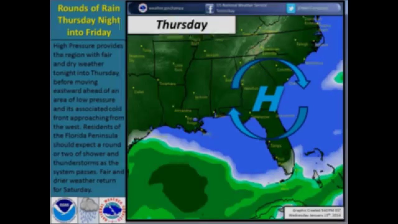 NWS Tampa Bay Video Forecast: Rain and thunderstorms for Friday - YouTube