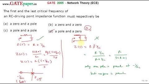 GATE 2005 ECE The First and Last critical frequency of RC driving point impedance function