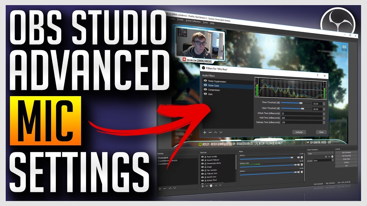 OBS Studio - Advanced Mic Settings (Noise Removal, Compressor, Noise Gate)  - YouTube