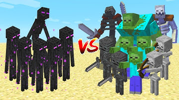 ENDERMAN ARMY vs ALL MOBS ARMY in Minecraft Mob Battle