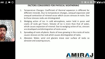3130606 | Geotechnical Engineering | Lecture : 02 | Geological Cycle Physical Weathering